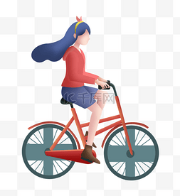 女孩骑自行车图片图片_春季春游郊游踏青女孩骑自行车