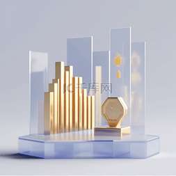 3D商务金融金币图标元素