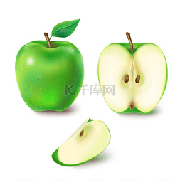 新鲜的水果图标图片_矢量图的多汁的青苹果.