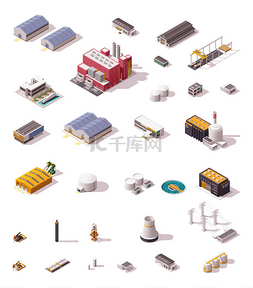 矢量等距工厂建筑集