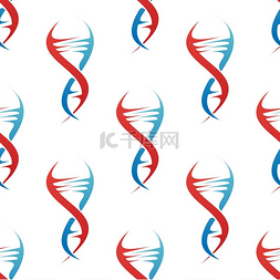 医疗彩色图片_程式化的彩色蓝色和红色 DNA 螺旋