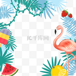 夏季蓝色热带树叶instagram故事边框