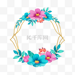 花卉装饰标签图片_唯美创意水彩花卉边框