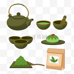 广式茶点心图片_古朴的可爱的日本茶壶和杯