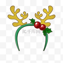 圣诞绿色帽子图片_圣诞发带可爱装饰鹿角金色卡通
