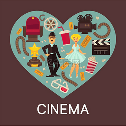 3d电影元素图片_电影院内有电影符号的商业横幅。