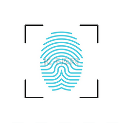 安全扫描图片_指纹扫描仪技术大纲图标。
