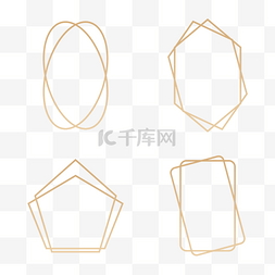 几何菱形线条图片_简约金线金色几何线条边框