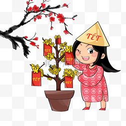 购物打折矢量图片_越南新年春节红包树