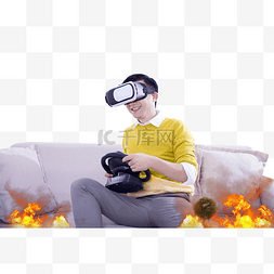 人物戴VR虚拟眼镜体验