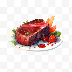 冰箱存储食品图片_卡通食物牛排牛肉肉排