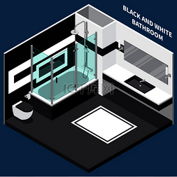 黑白家具图片_将黑白浴室与卫生工程相结合，蓝