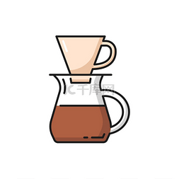 准备图标图片_带过滤器的咖啡壶，酿造芳香饮料