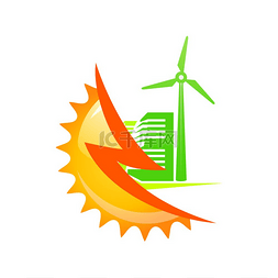 风力发电厂图片_替代能源隔离标志矢量太阳能风力
