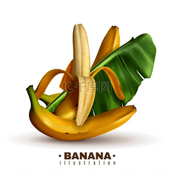 香蕉广告图片_具有可编辑文本的逼真香蕉背景和