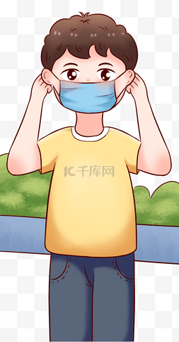 防流感图片_疫情防控预防流感医疗男孩戴口罩