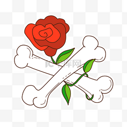 玫瑰与枯骨卡通万圣节头骨涂鸦纹