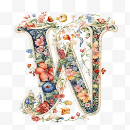 字母new图片_洛可可风格鲜花环绕字母系列字母
