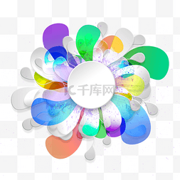 彩色花朵边框图片_白色创意感剪纸风格花瓣文本框
