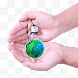 绿色灯泡图片_环保手势灯泡节能低碳
