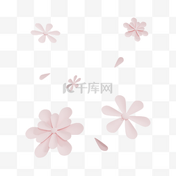 粉色花瓣元素装饰图片_C4D3D立体粉色花朵花瓣