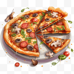 卡通双拼披萨图片_卡通可口美味披萨