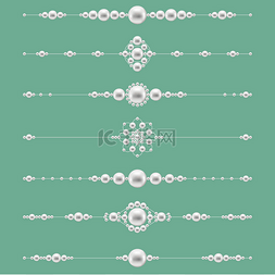 shine图片_Pearl jewelry dividers. Vector pearls set