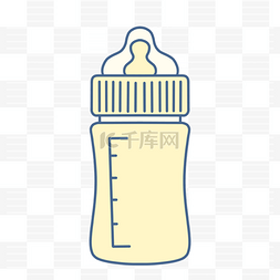 婴儿可爱用品图片_线条风黄色奶瓶婴儿可爱用品