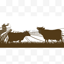 牛和农场轧制山景观