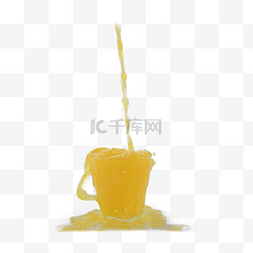 橙色艺术茶杯元素图片_液体果汁橙色多汁橙汁