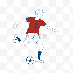 足球蓝红图片_运动员卡通涂鸦足球