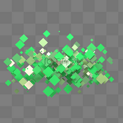 3D立体漂浮几何图形绿色方块