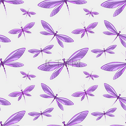 蜻蜓的无缝图案矢量插图无缝图案