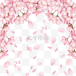 樱花光图片_光效粉色樱花边框春季花瓣飘落