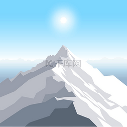 群山水墨图图片_正午的太阳照耀着群山。