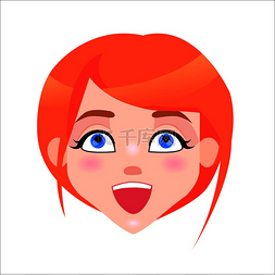 卡通高兴的表情图片_年轻女子笑脸偶像漂亮的红发女孩