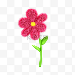植物花卉c4d图片_3D毛绒红色花
