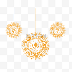 手绘传统图案图片_印度拉姆纳瓦米黄色脉轮挂饰