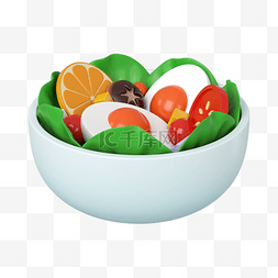 手绘水果沙拉线条图片_3DC4D立体蔬菜水果沙拉