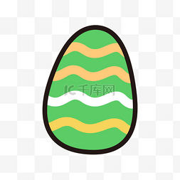 黄白线条绿色水彩复活节卡通彩蛋