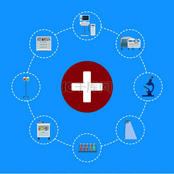 医疗蓝色背景图片_医疗保健标志红色上有白色十字周