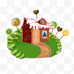 梦幻白色城堡图片_糖果小屋甜蜜巧克力插画