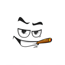向量的向量的烟草图片_卡通吸烟脸，嘴里叼着雪茄的矢量