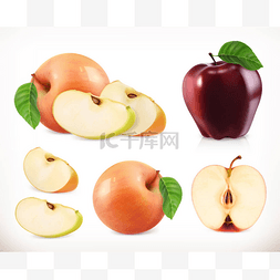 碎片3d图片_苹果。整个和碎片。甜的水果。3d 