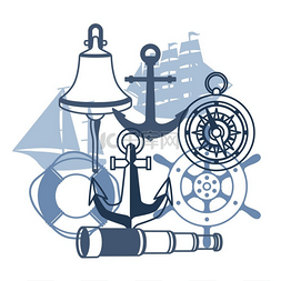 指南针符号图片_与航海符号和项目的背景。