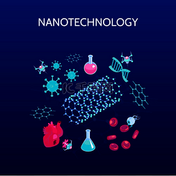 安然纳米汗蒸房图片_纳米技术等距彩色背景与科学符号