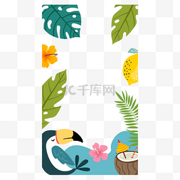 夏季热带树叶instagram故事边框社交