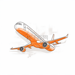 橙色手绘卡通飞机
