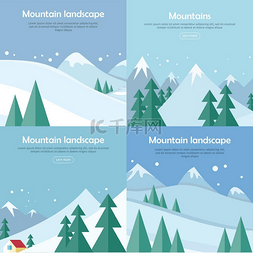 冬季的阿尔卑斯山图片_山脉景观横幅套装登山运动设置山