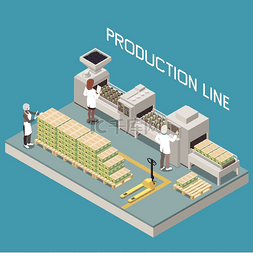 生产线设备图片_橄榄生产等距构图带生产线和操作